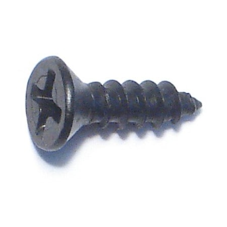 Midwest Fastener Sheet Metal Screw, #6 x 1/2 in, Black Steel Flat Head Phillips Drive, 40 PK 79441
